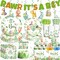 Dinosaur Baby Shower Decor Set – 25 Guests, Tableware & Cake Topper (Green)